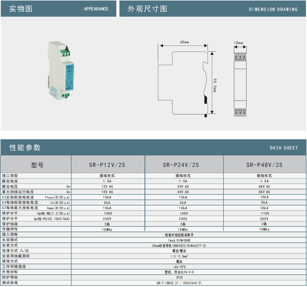 SR-P24V/2S雷迅大功率控制信號防雷器：工業(yè)級雷電