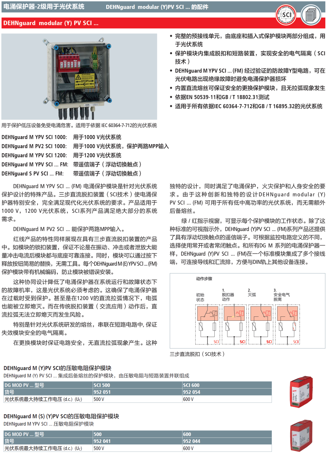 DG MOD PV 500(952 041)，DG MOD PV 600(952 044)，DG MOD PV SCI 500(952 051)，DG MOD PV SCI 600(952 054)