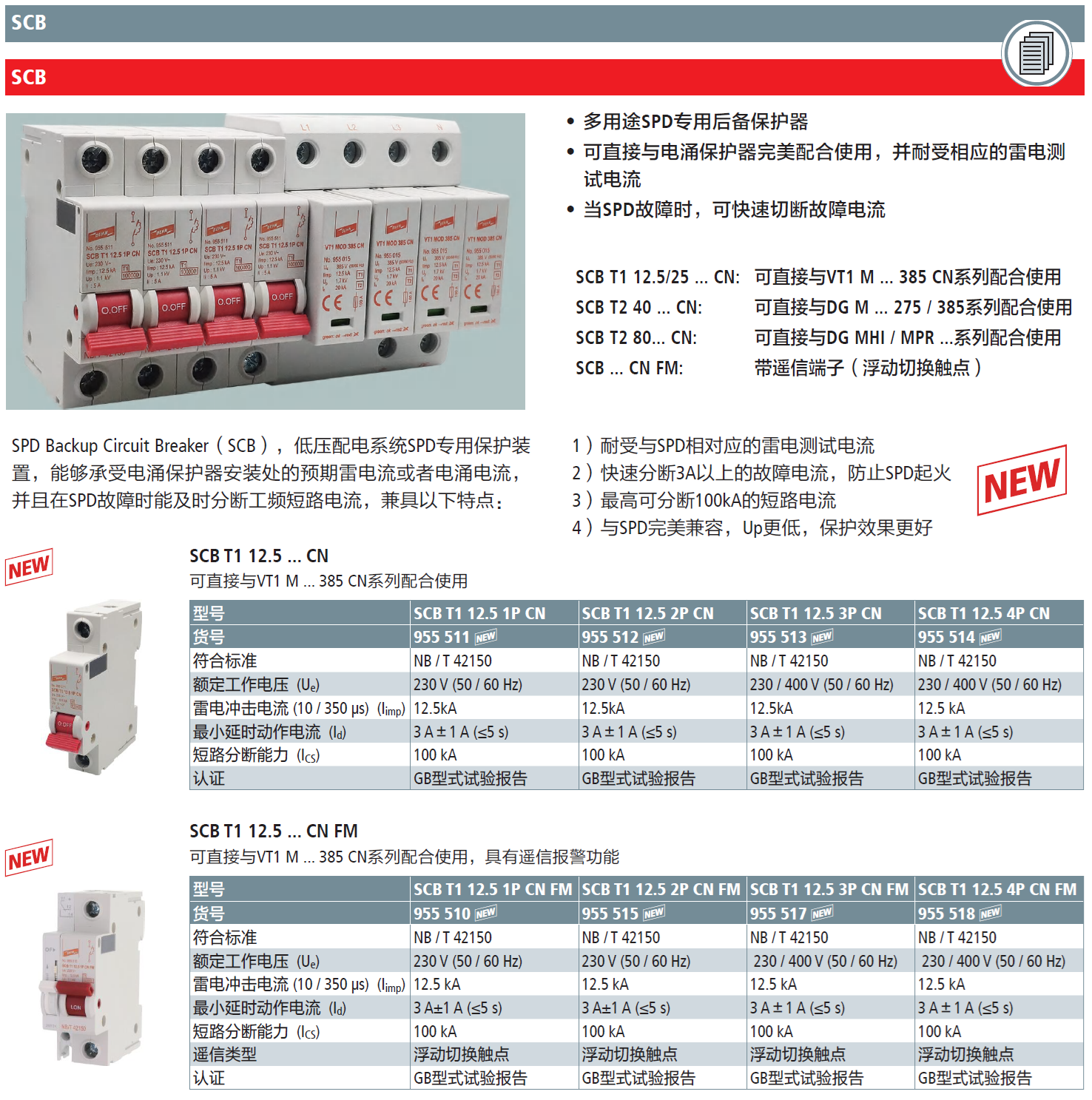 SCB T1 12.5 4P CN FM DEHN浪涌后備保護(hù)器：工業(yè)