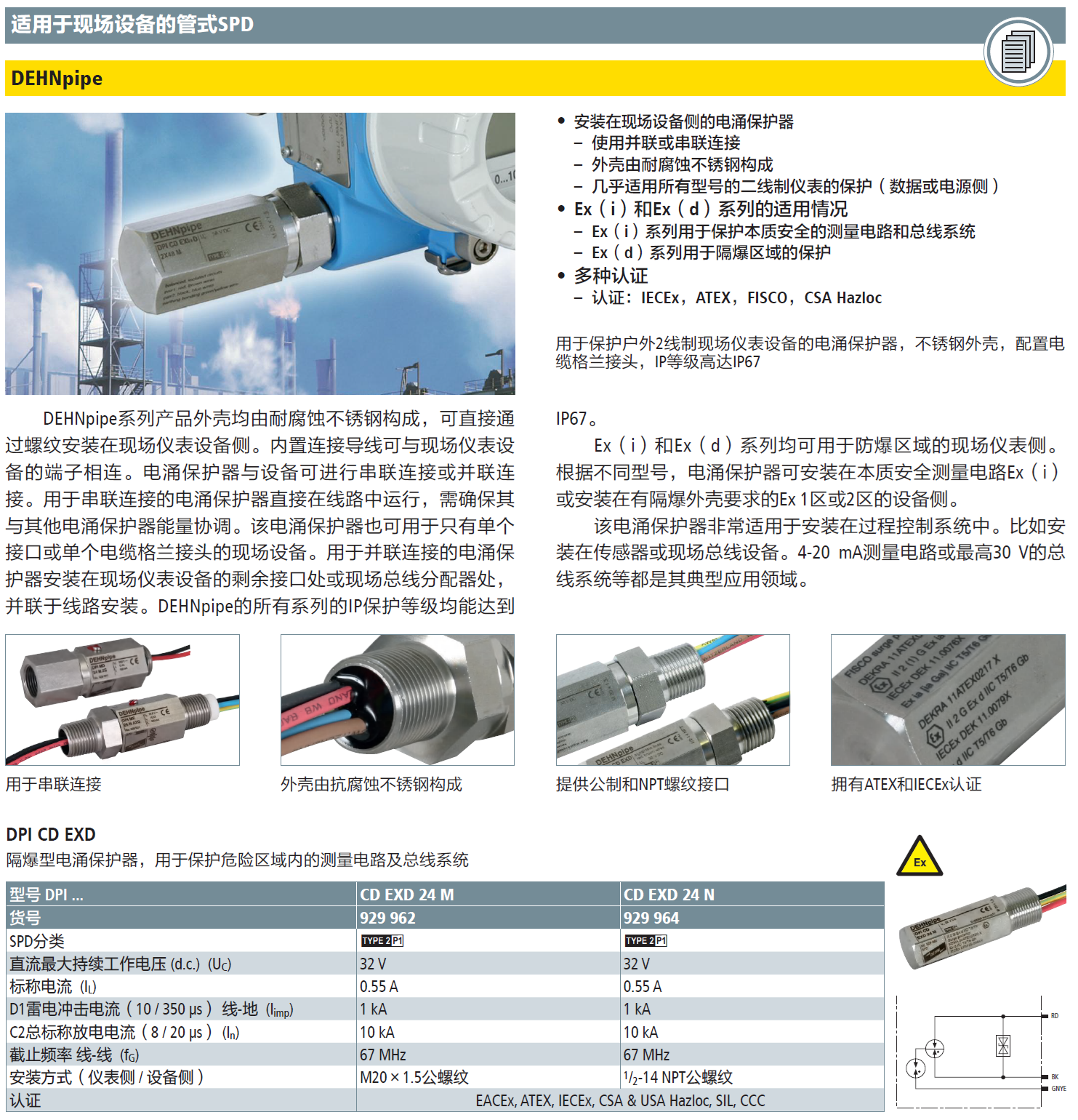 DPI CD EXD 24 M DEHN現(xiàn)場設備管式防雷器：工業(yè)場