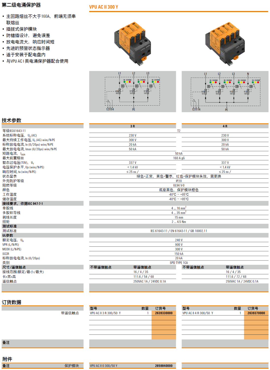VPU AC II 4 R 300/50 Y 魏德米勒電涌保護器：高效防護與智能設(shè)計的結(jié)合