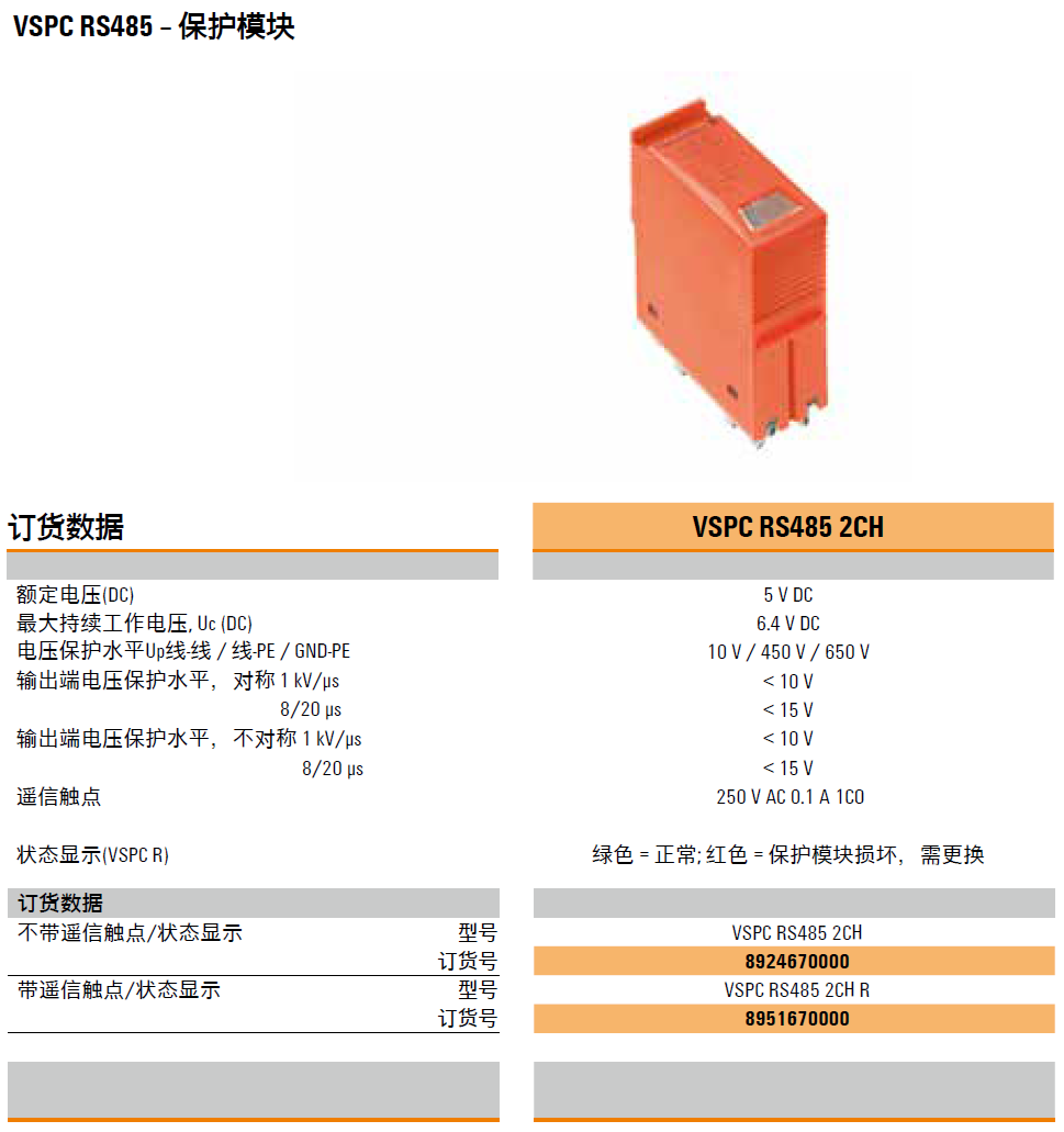 VSPC RS485 2CH R 魏德米勒電涌保護(hù)器：工業(yè)通信的高效防護(hù)解決方案
